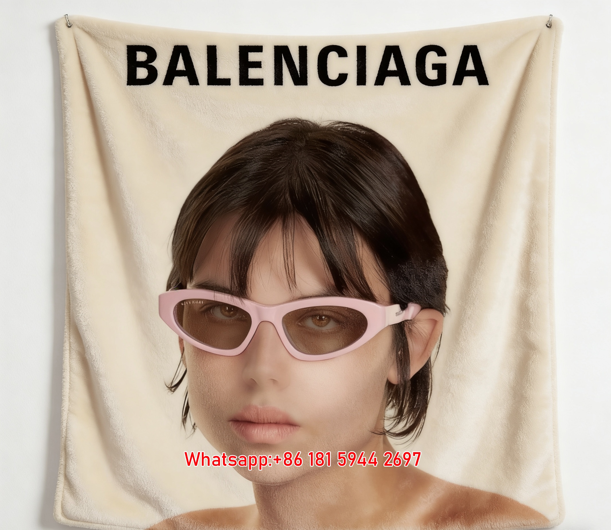 Balenciaga Pink Glasses Print Fleece Throw Blanket BA449